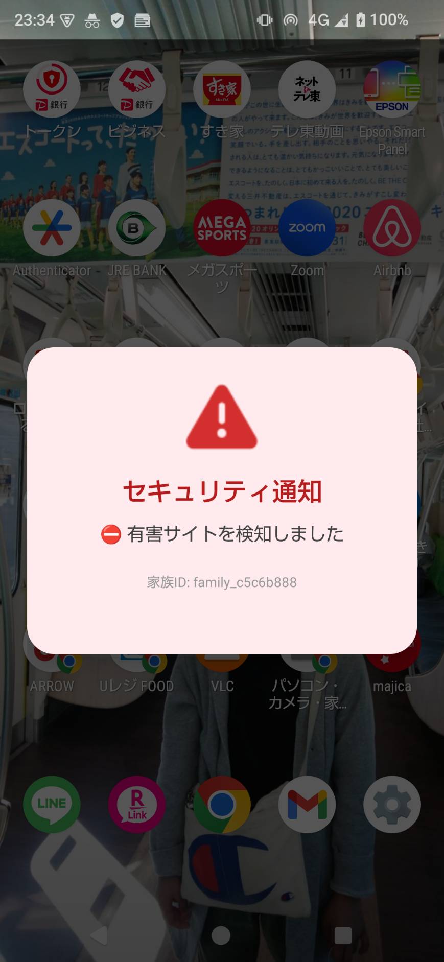 有害サイトブロック画面